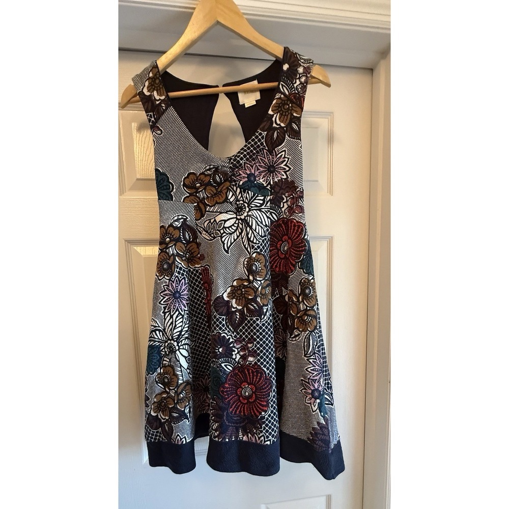 Maeve Anthropologie Dress Womens XS Multi Color Floral Cut Out Back Fit & Flare